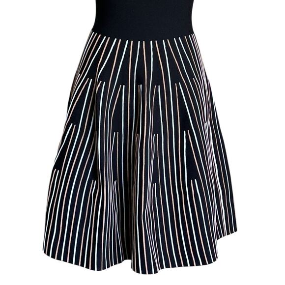 SANDRO Paris Sleeveless StretchKnit Geometric Stripe Fit Flare Black Dress-T1/XS - Picture 5 of 8